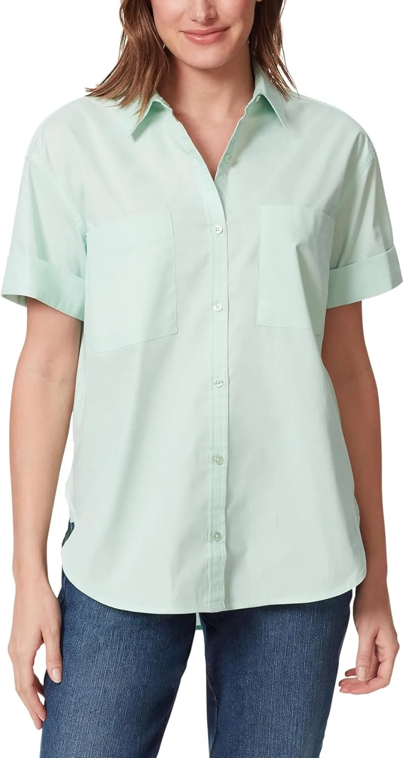 Gloria Vanderbilt Women's Amanda Button Down Shirt with Cuffed Short Sleeves and Patch Pockets Standard