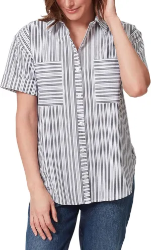 Gloria Vanderbilt Women's Amanda Button Down Shirt with Cuffed Short Sleeves and Patch Pockets Standard