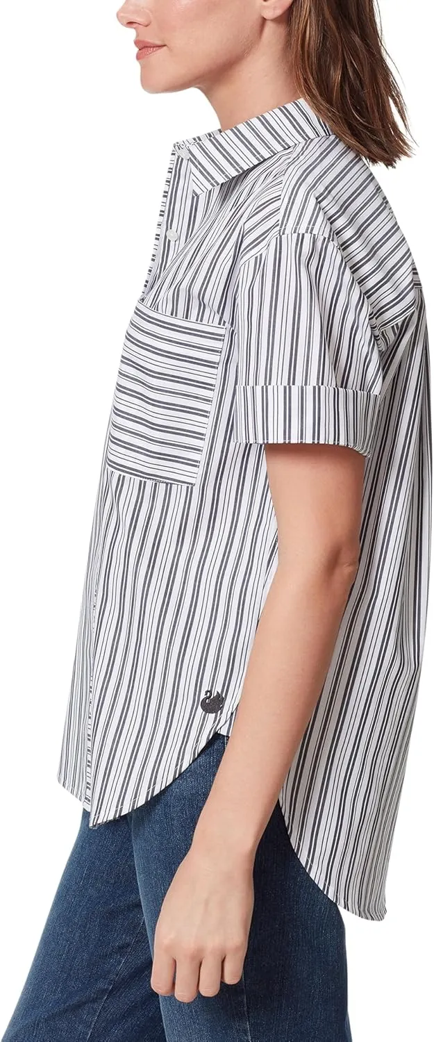 Gloria Vanderbilt Women's Amanda Button Down Shirt with Cuffed Short Sleeves and Patch Pockets Standard