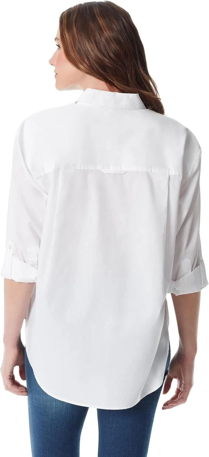 Gloria Vanderbilt Women's Amanda Oversized Button Down Shirt with Roll-tab Sleeves