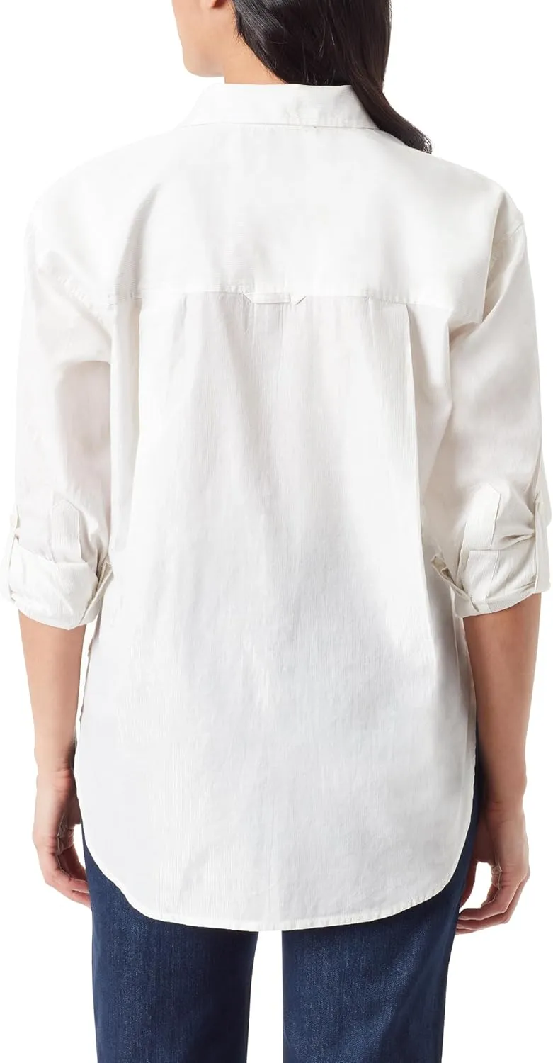 Gloria Vanderbilt Women's Amanda Oversized Button Down Shirt with Roll-tab Sleeves
