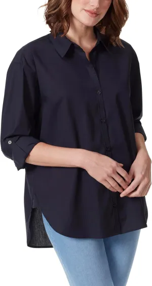 Gloria Vanderbilt Women's Amanda Oversized Button Down Shirt with Roll-tab Sleeves