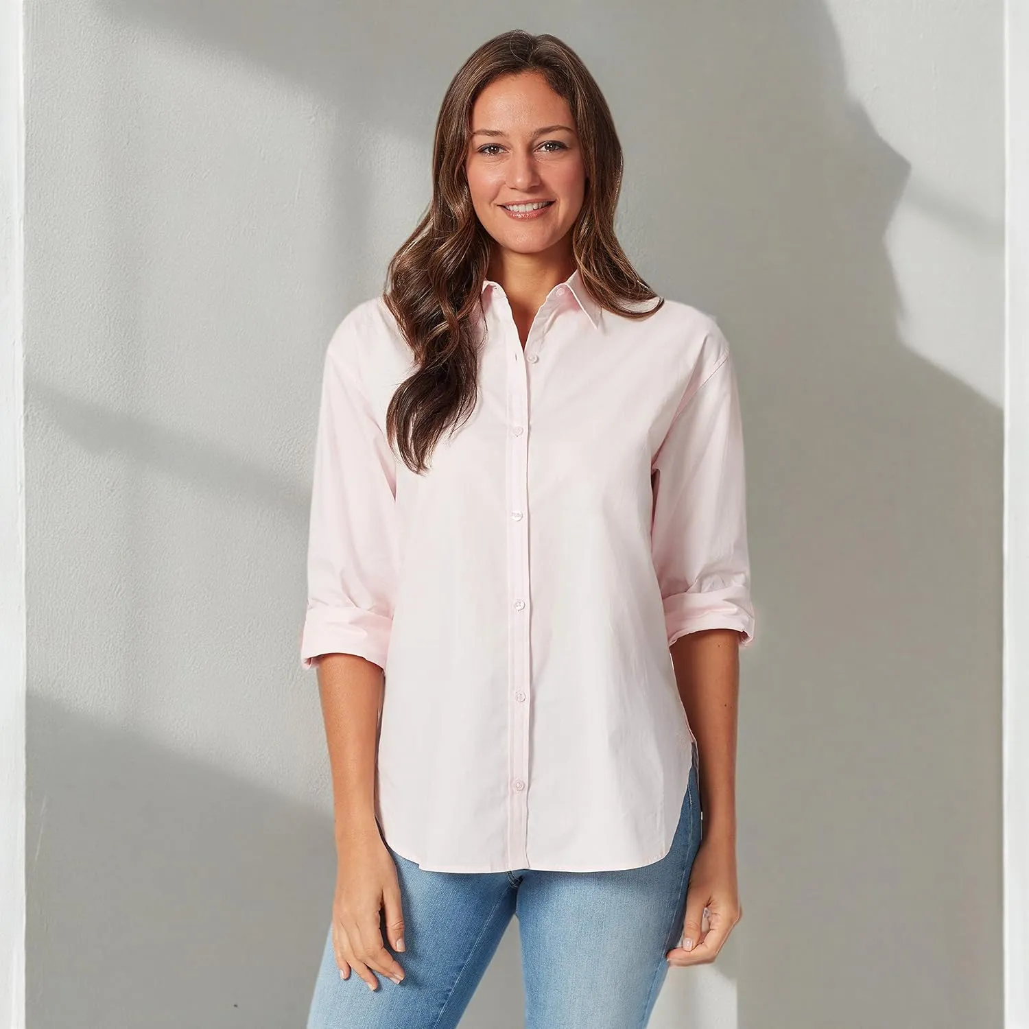 Gloria Vanderbilt Women's Amanda Oversized Button Down Shirt with Roll-tab Sleeves