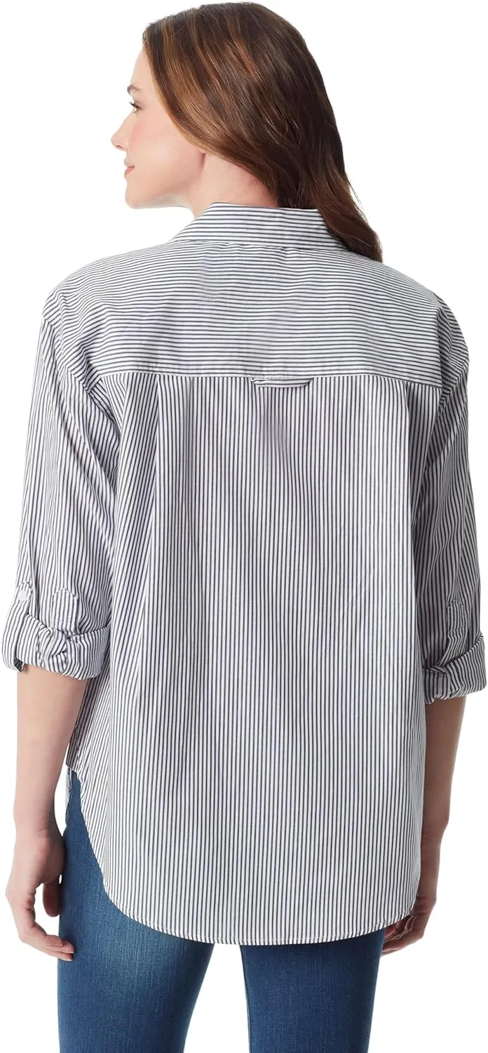Gloria Vanderbilt Women's Amanda Oversized Button Down Shirt with Roll-tab Sleeves