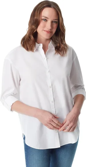 Gloria Vanderbilt Women's Amanda Oversized Button Down Shirt with Roll-tab Sleeves