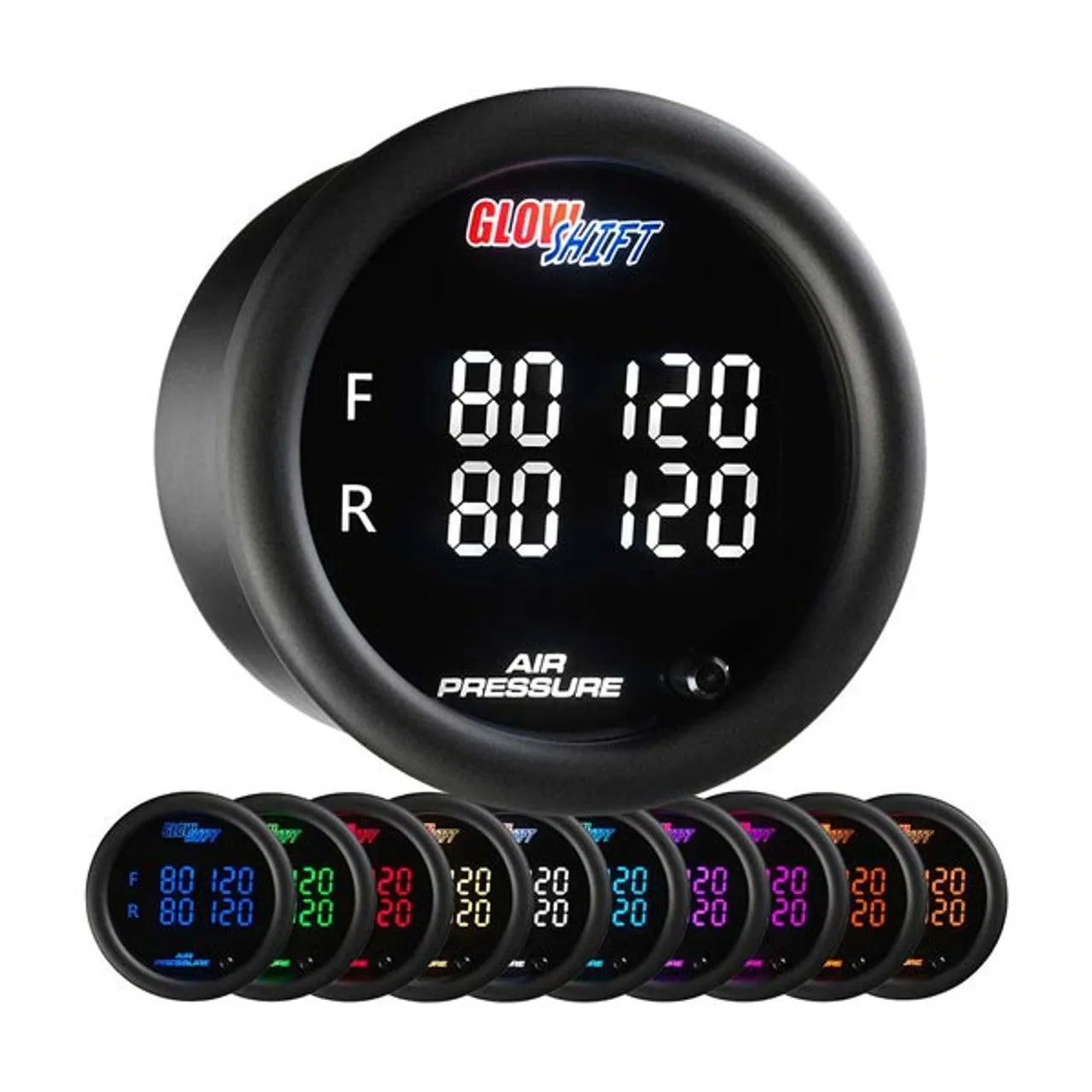 Glow Shift 10 Color Digital Quad Air Pressure Gauge