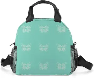 Glowing Butterfly Mint Greenm Adjustable Shoulder Strap Insulated And Leak Proof Premium Lunch Bag Unisex