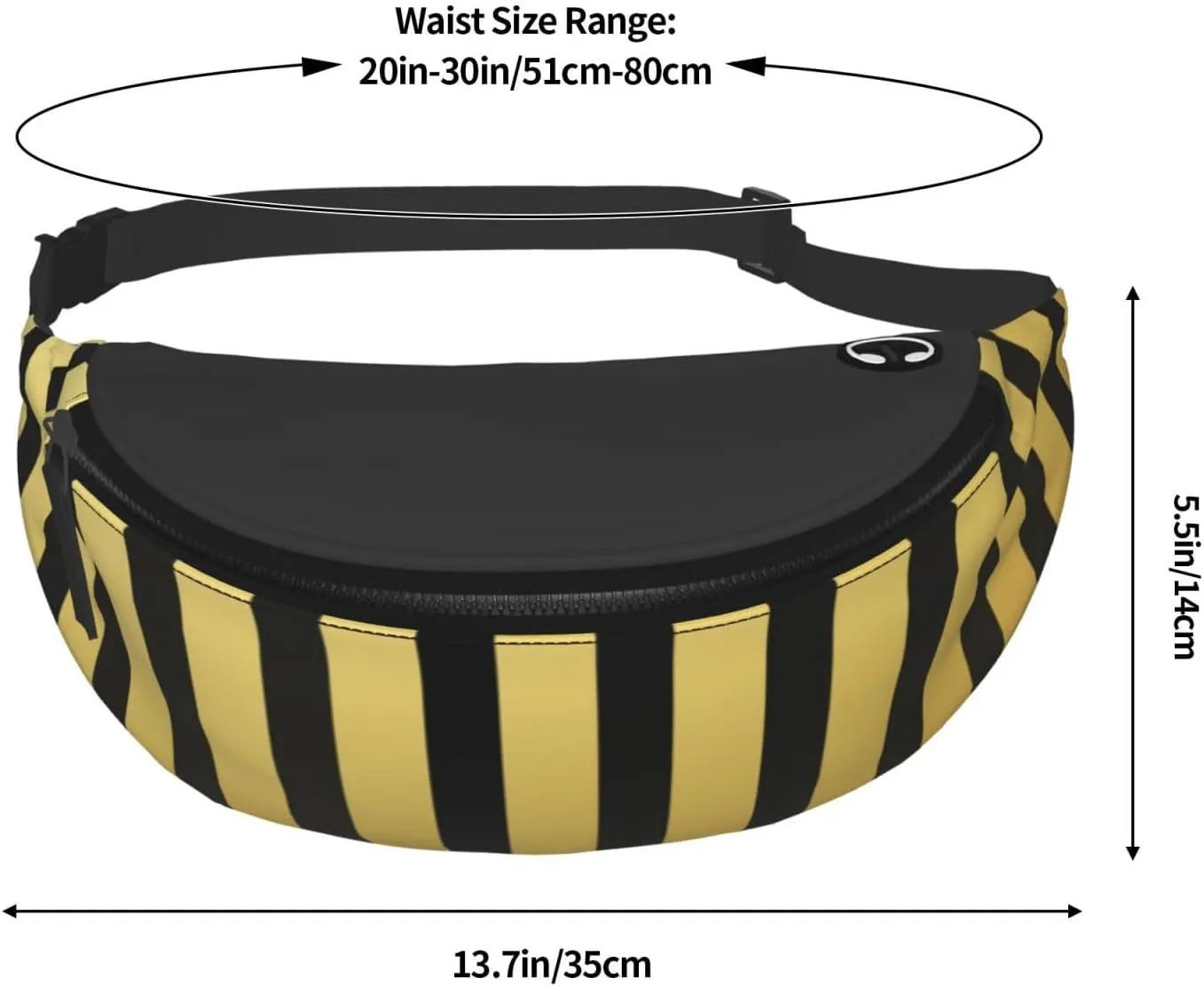 Gold Black Line Fanny Pack, Crossbody Waist Packs for Women Men Waist Bags with Adjustable Strap for Travel Running Hiking Sport