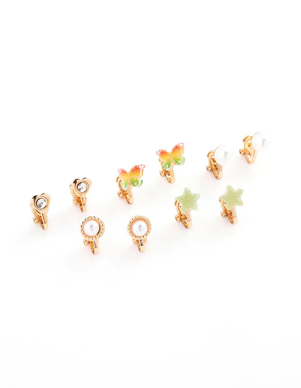 Gold Ombre Butterfly Clip On Earring 8-Pack