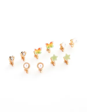 Gold Ombre Butterfly Clip On Earring 8-Pack