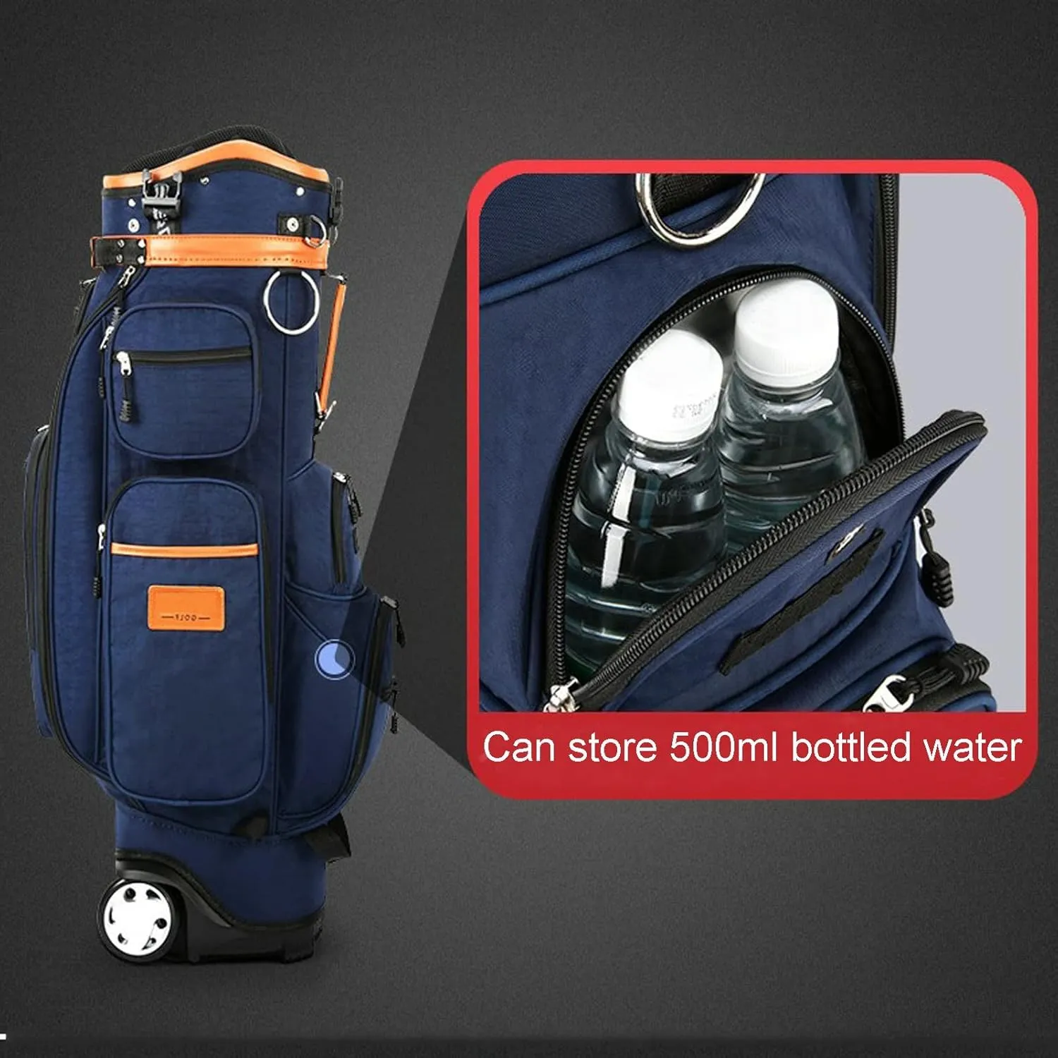 Golf Club Travel Bag with Wheels, Golf Carry Bag for Men and Women, Multiple Storage Pockets, Oversized 10cm Casters, Removable Shoulder Strap, Golf Cart Bag