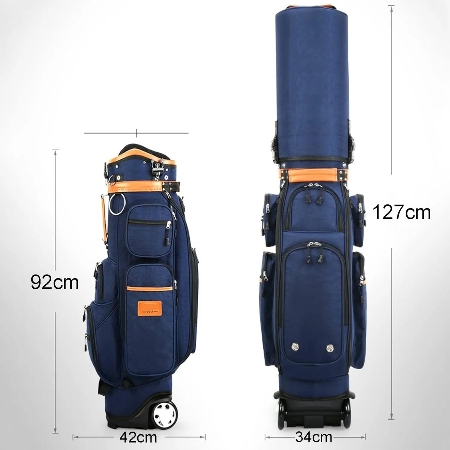 Golf Club Travel Bag with Wheels, Golf Carry Bag for Men and Women, Multiple Storage Pockets, Oversized 10cm Casters, Removable Shoulder Strap, Golf Cart Bag