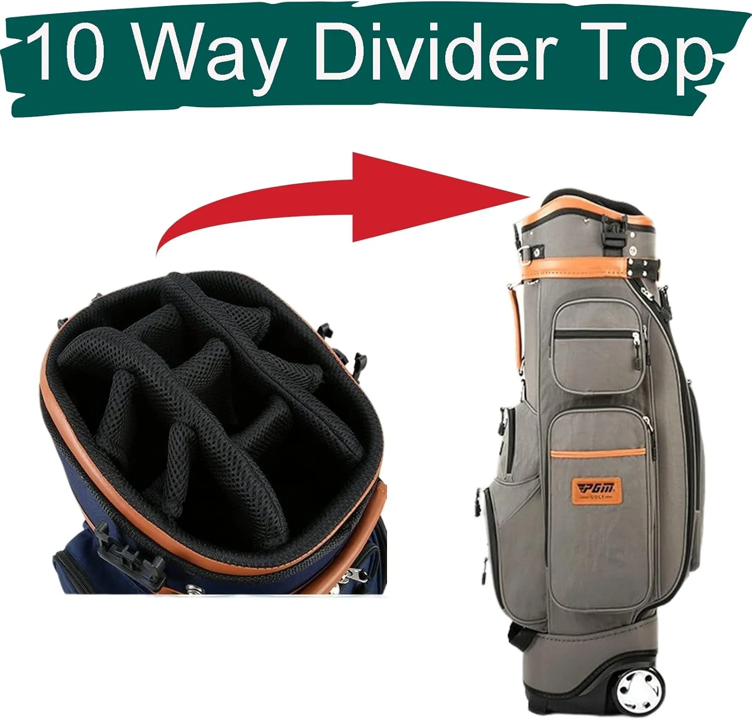 Golf Club Travel Bag with Wheels, Golf Carry Bag for Men and Women, Multiple Storage Pockets, Oversized 10cm Casters, Removable Shoulder Strap, Golf Cart Bag