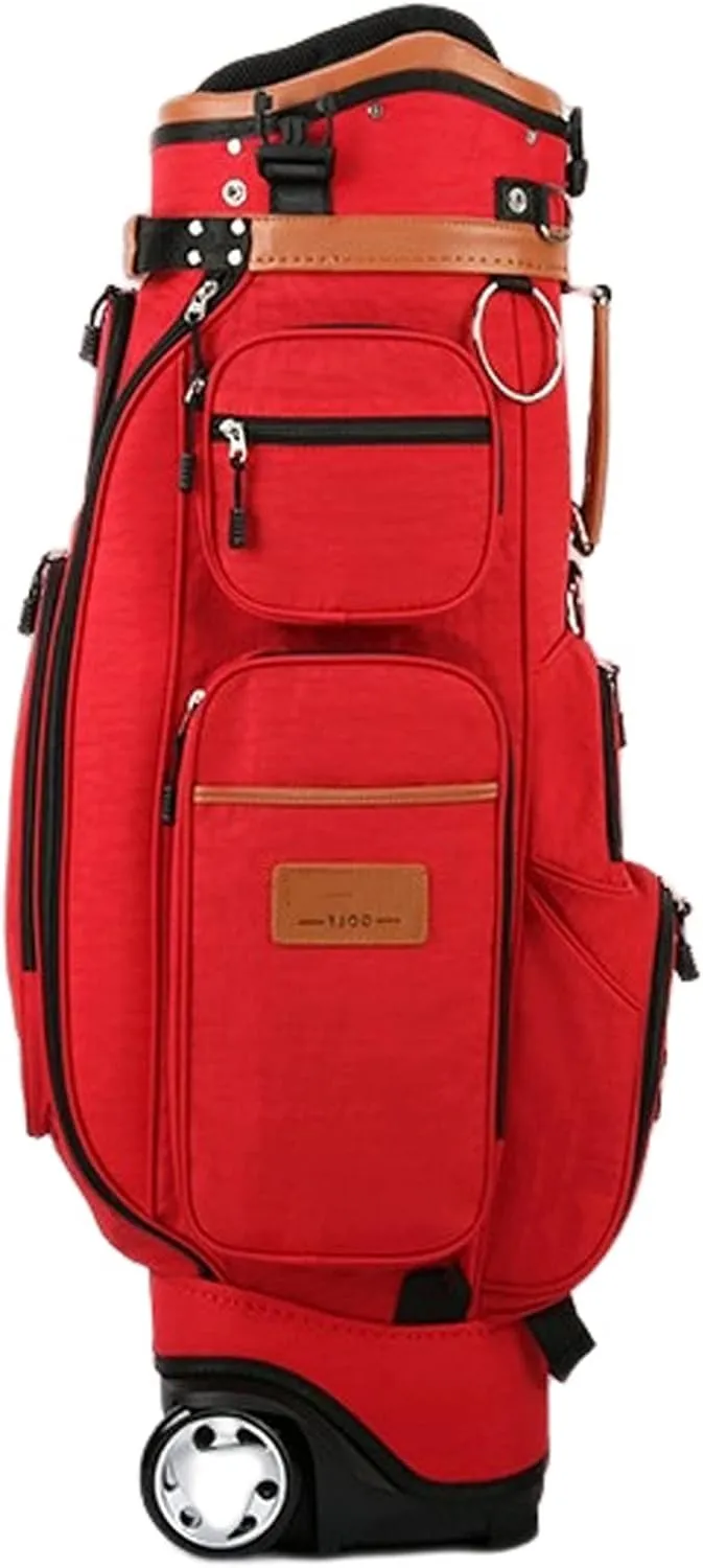 Golf Club Travel Bag with Wheels, Golf Carry Bag for Men and Women, Multiple Storage Pockets, Oversized 10cm Casters, Removable Shoulder Strap, Golf Cart Bag