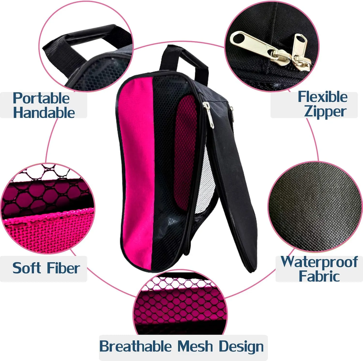 Golf Shoe Bag, Pink Golf Shoes Bags Women Outdoor Zippered Carrier Bags with Ventilation Sport Shoes Bag Travel Shoe Bags (Pink)