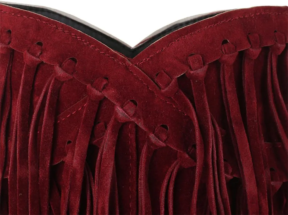 gongxifacai Womens Fringe Western Boots Fashion Hidden Heel Knee-high Boots