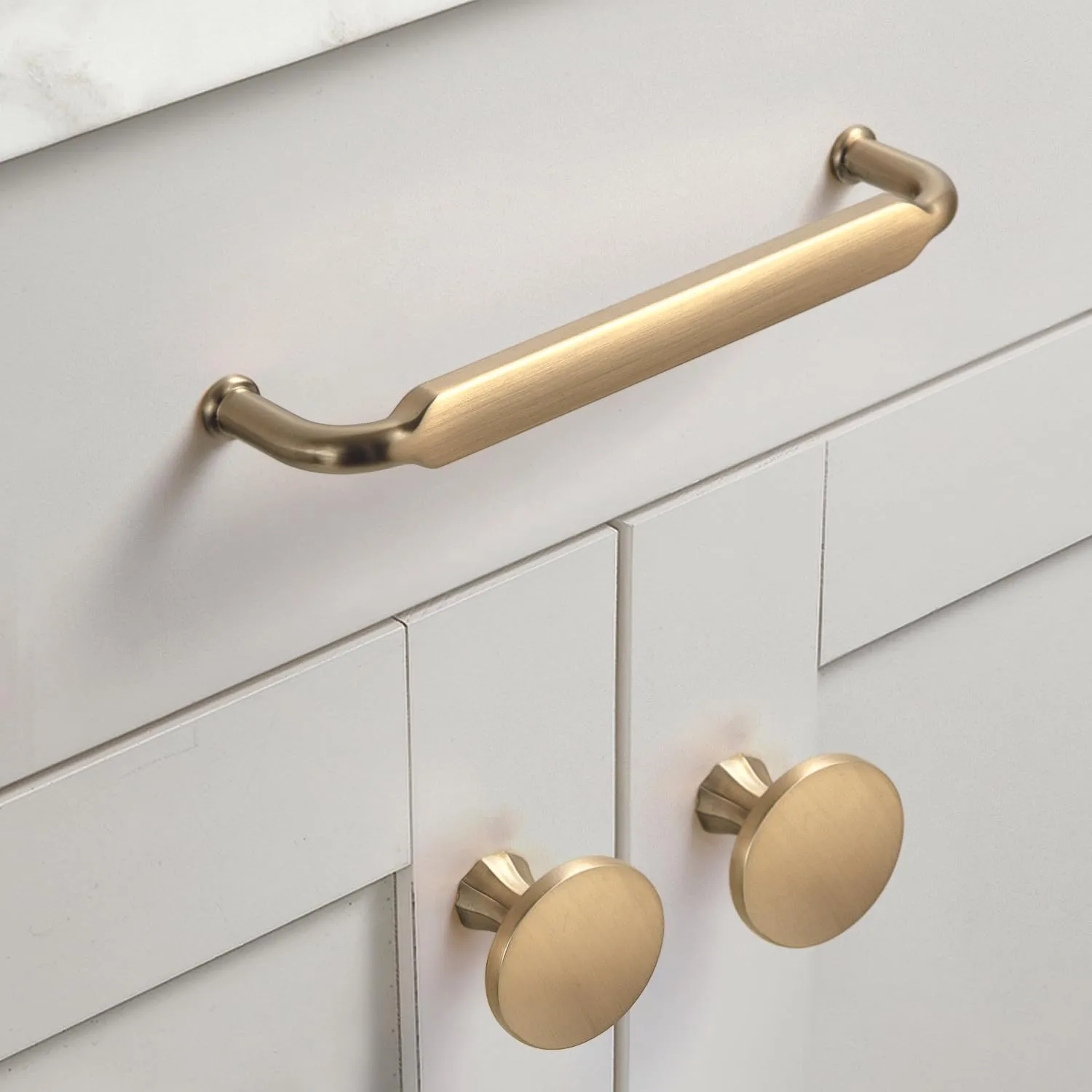 Goo-Ki 6 Pack 5 Inch （128mm） Hole Center Cabinet Pulls Champagne Bronze Zinc Alloy Kitchen Drawer Pulls Drawer Handles 5.4 Inch Length 2202-UBR-128