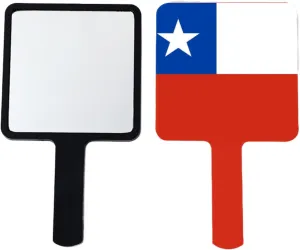 GOYMFKM Hand Held Mirror with Handle for Makeup, Republic of Chile Flags Hand Mirror for Shaving, Portable Travel Vanity Mirror for Men Women(Square) Black 9×16Cm