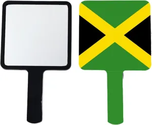 GOYMFKM Handheld Mirrors with Jamaica Flag - Hand Held Mirror with Handle for Makeup, Portable Travel Beauty Vanity Mirror for Men Women(Square) Black 9×16Cm