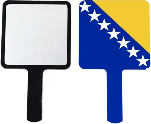 GOYMFKM Novelty Bosnia and Herzegovina Flag Handheld Mirror with Handle, Square Beauty Vanity Handheld Makeup Mirrors Travel Portable Salon Mirror Black 9×16Cm
