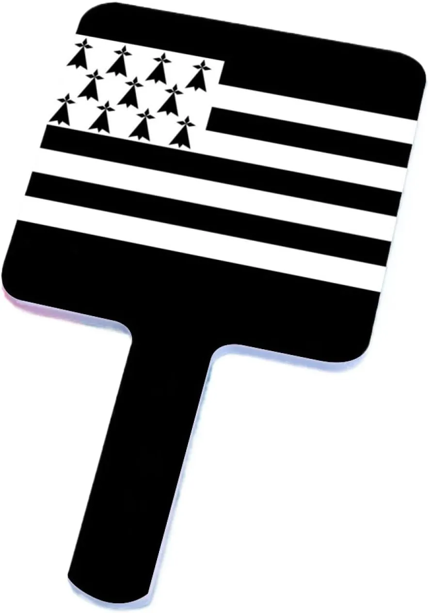 GOYMFKM Travel Makeup Mirror - Brittany National Flag Pattern Beauty Vanity Mirror Portable Square Handheld with Handle for Women Daily Makeup White 12×22Cm