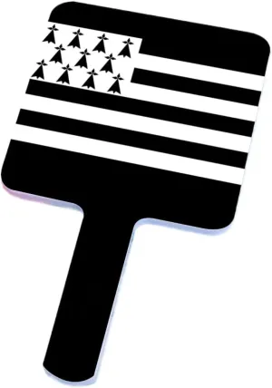 GOYMFKM Travel Makeup Mirror - Brittany National Flag Pattern Beauty Vanity Mirror Portable Square Handheld with Handle for Women Daily Makeup White 12×22Cm