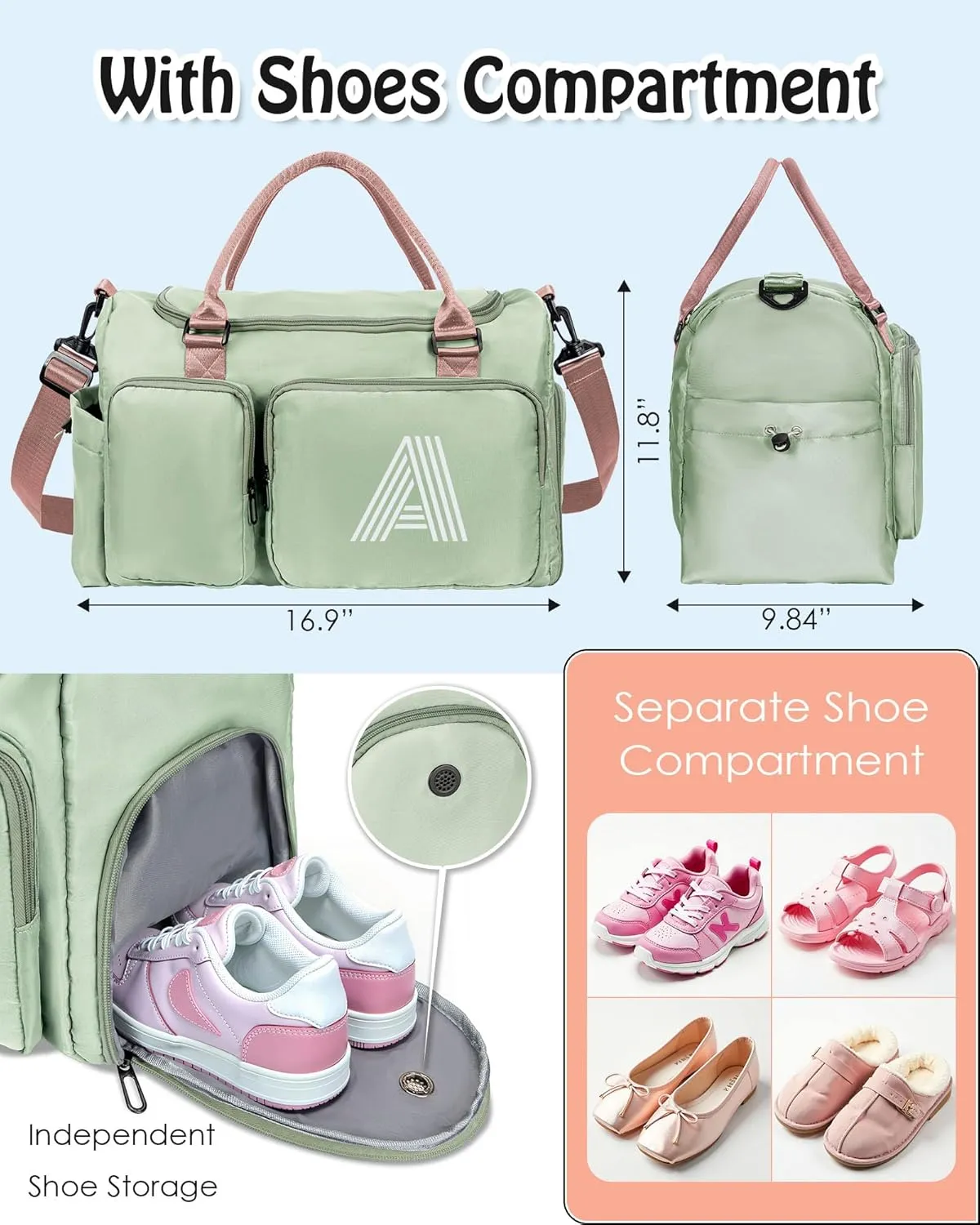 graduation gift, Initial Travel Duffel Bag - Birthday Gifts for Girls, Boys, Teens - Monogram Overnight Bag, Personalized Bridesmaid Gift