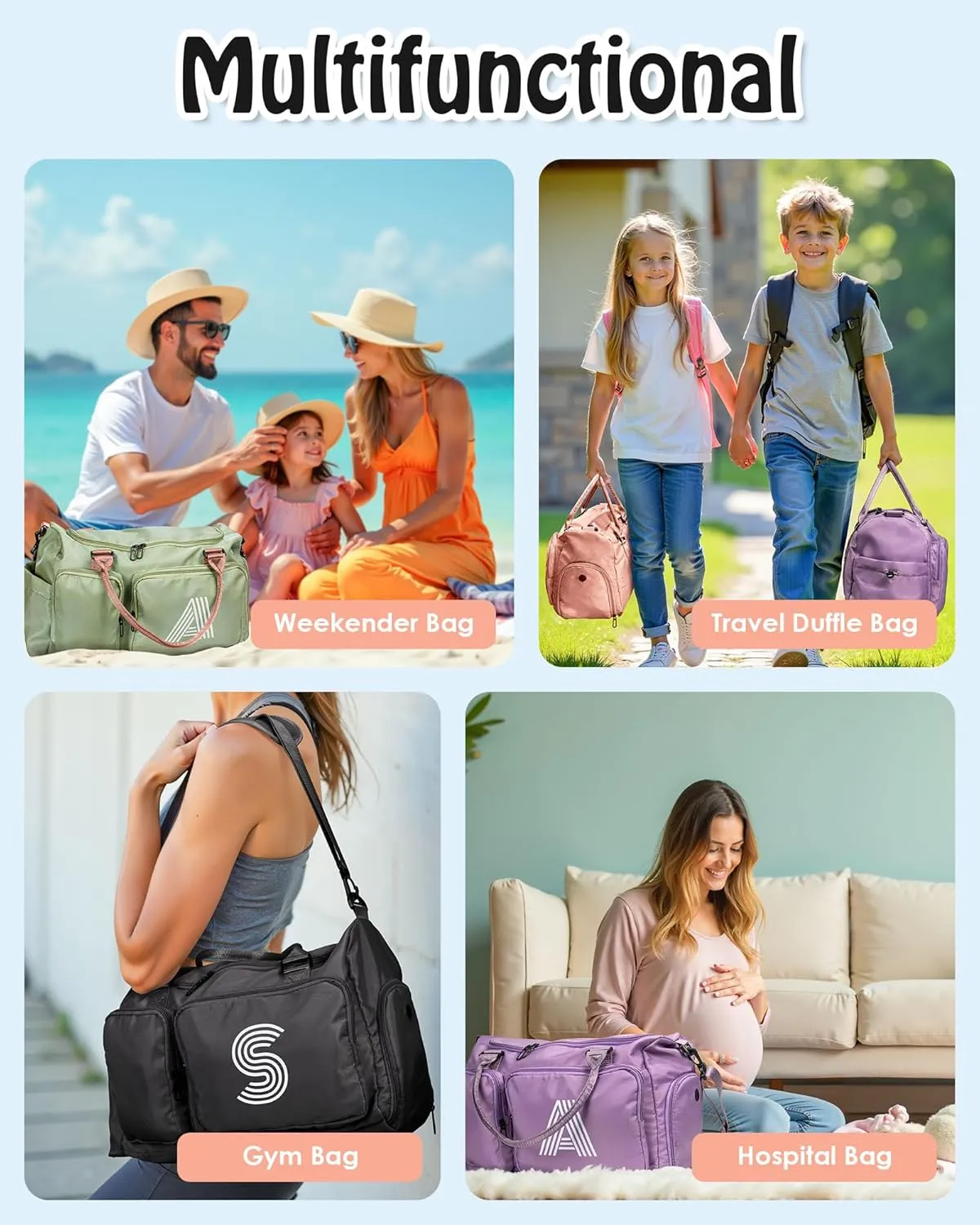graduation gift, Initial Travel Duffel Bag - Birthday Gifts for Girls, Boys, Teens - Monogram Overnight Bag, Personalized Bridesmaid Gift