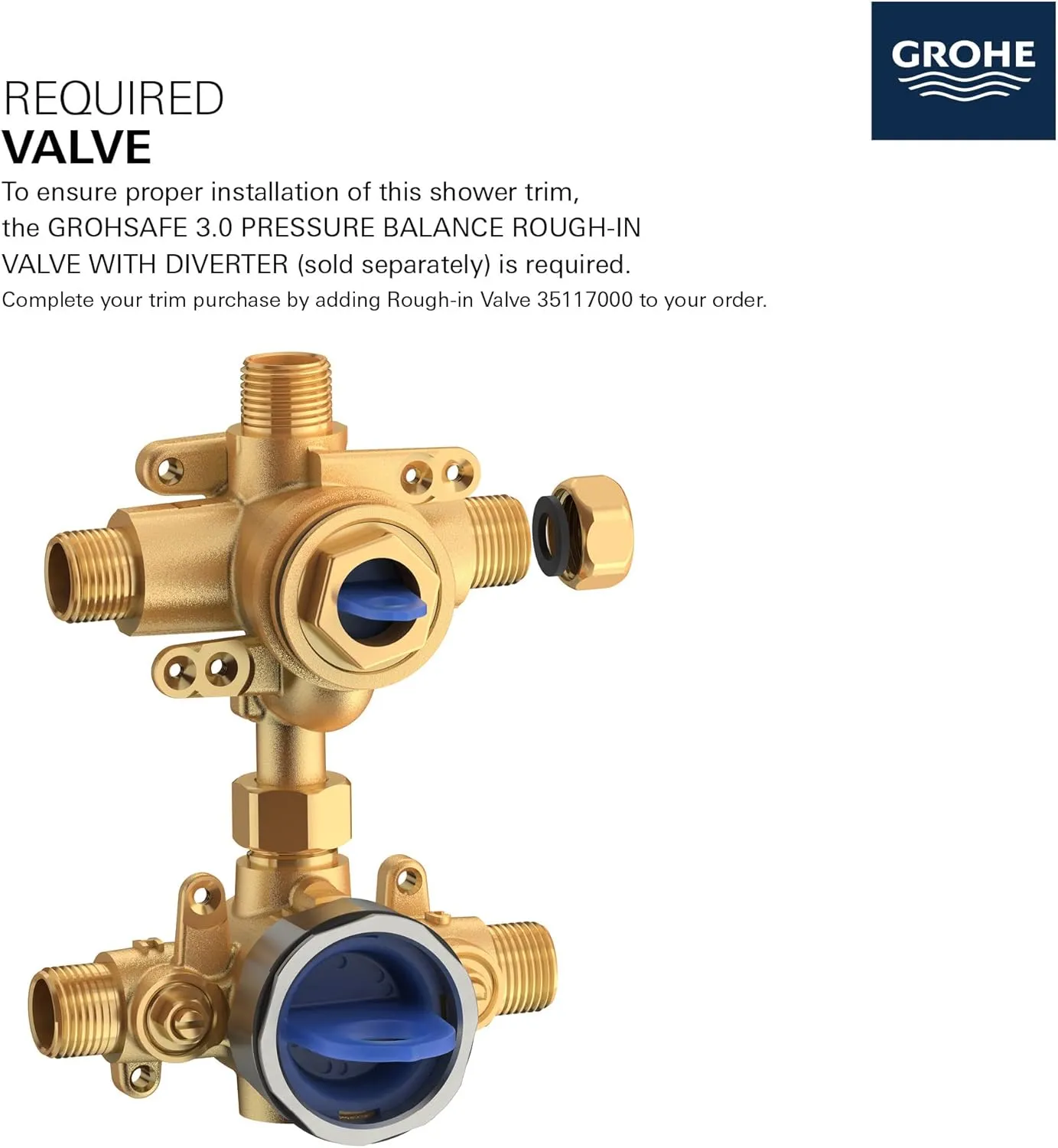 Grohe 29434000 Cosmopolitan Pressure Balance Valve Trim with 2-Way Diverter and Cartridge, Starlight Chrome