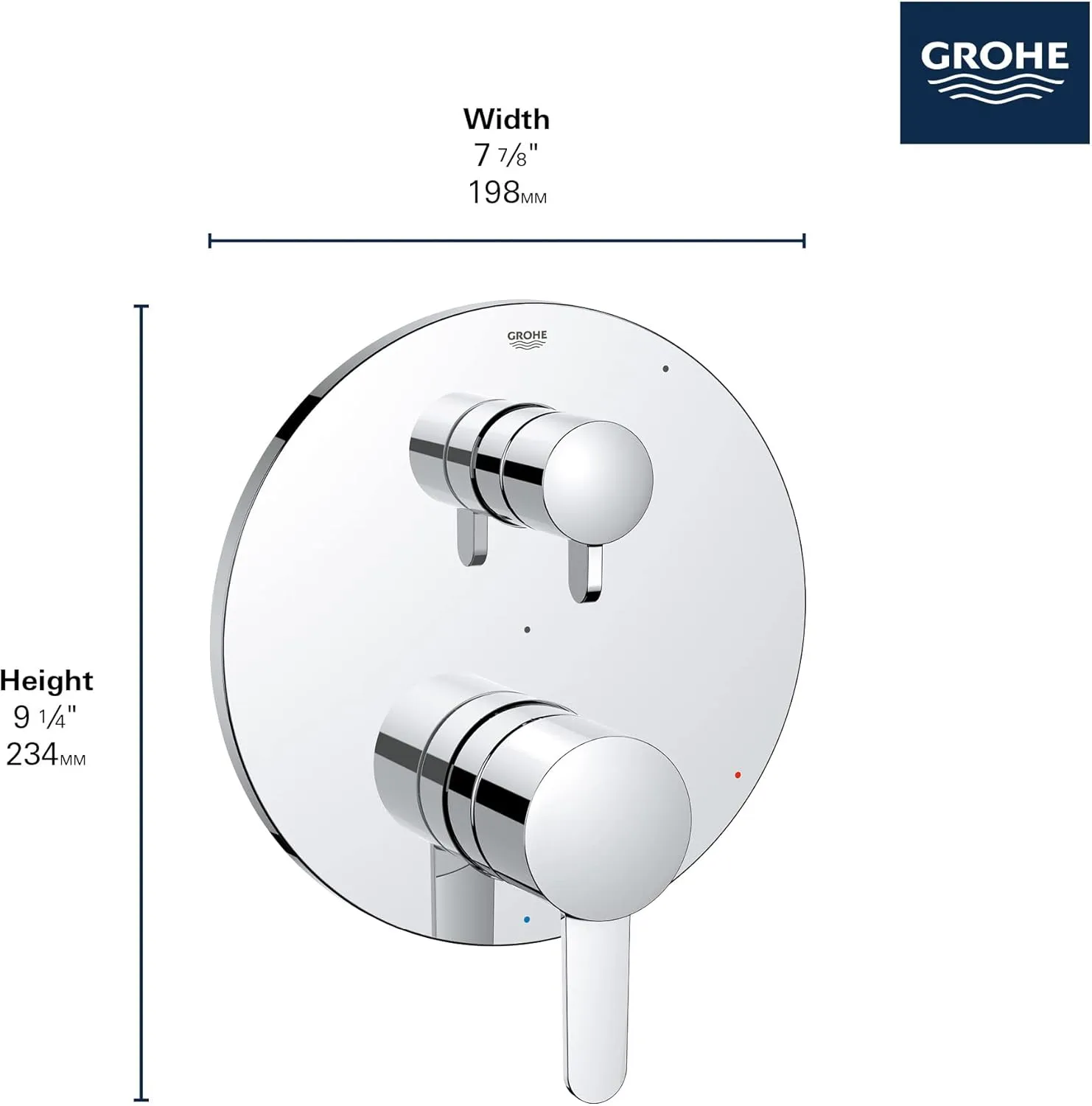 Grohe 29434000 Cosmopolitan Pressure Balance Valve Trim with 2-Way Diverter and Cartridge, Starlight Chrome