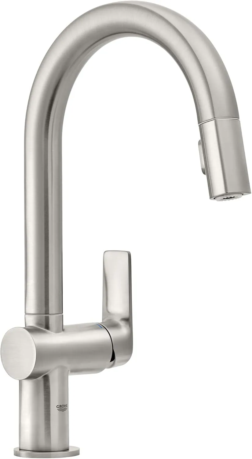 Grohe 30 378 Defined 1.75 GPM Single Hole Pull Down Bar Faucet with SilkMove Technology - SuperSteel