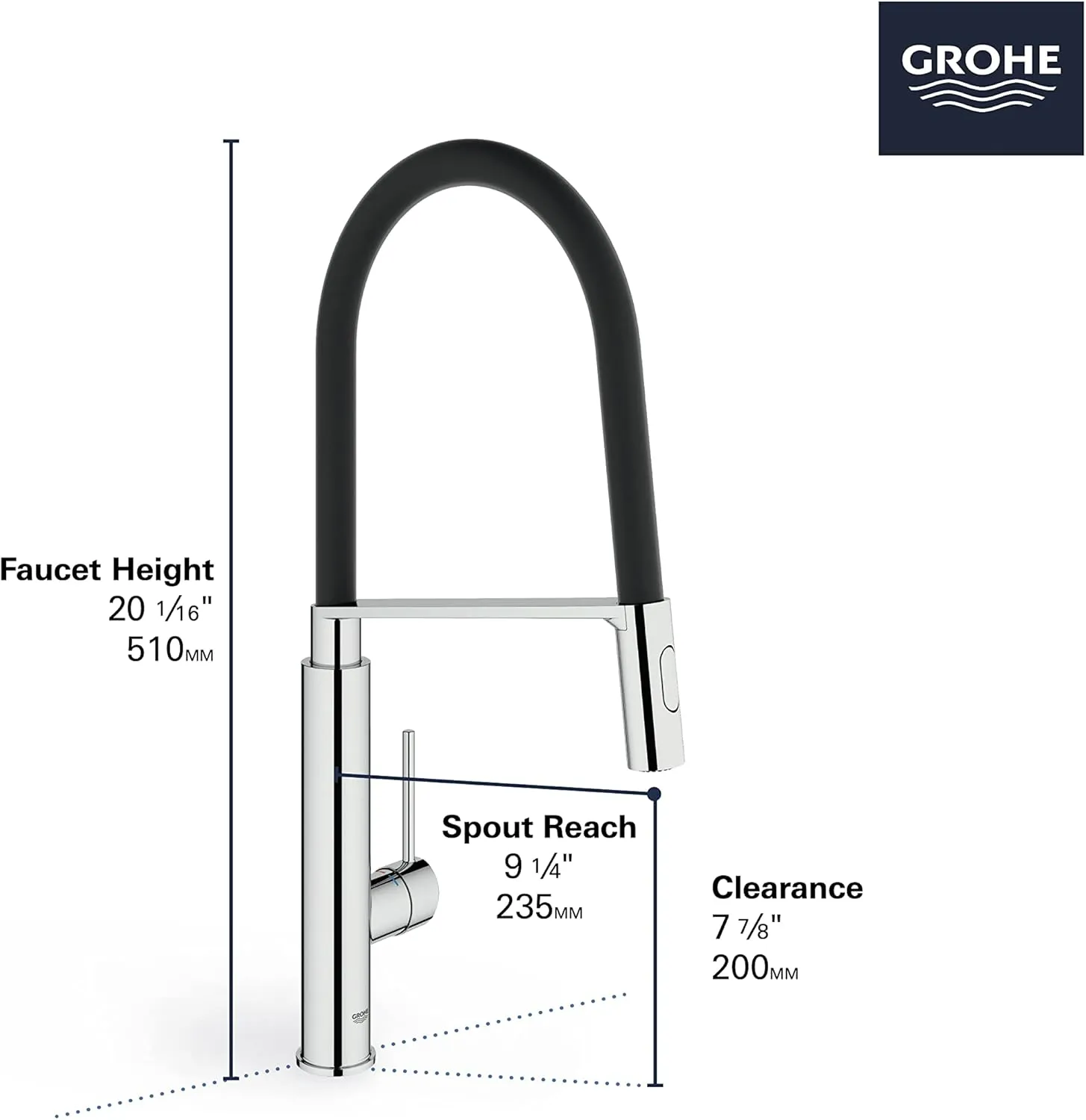GROHE 31492000 Concetto Semi-Pro Kitchen Faucet with Pull-Out Sprayer Chrome