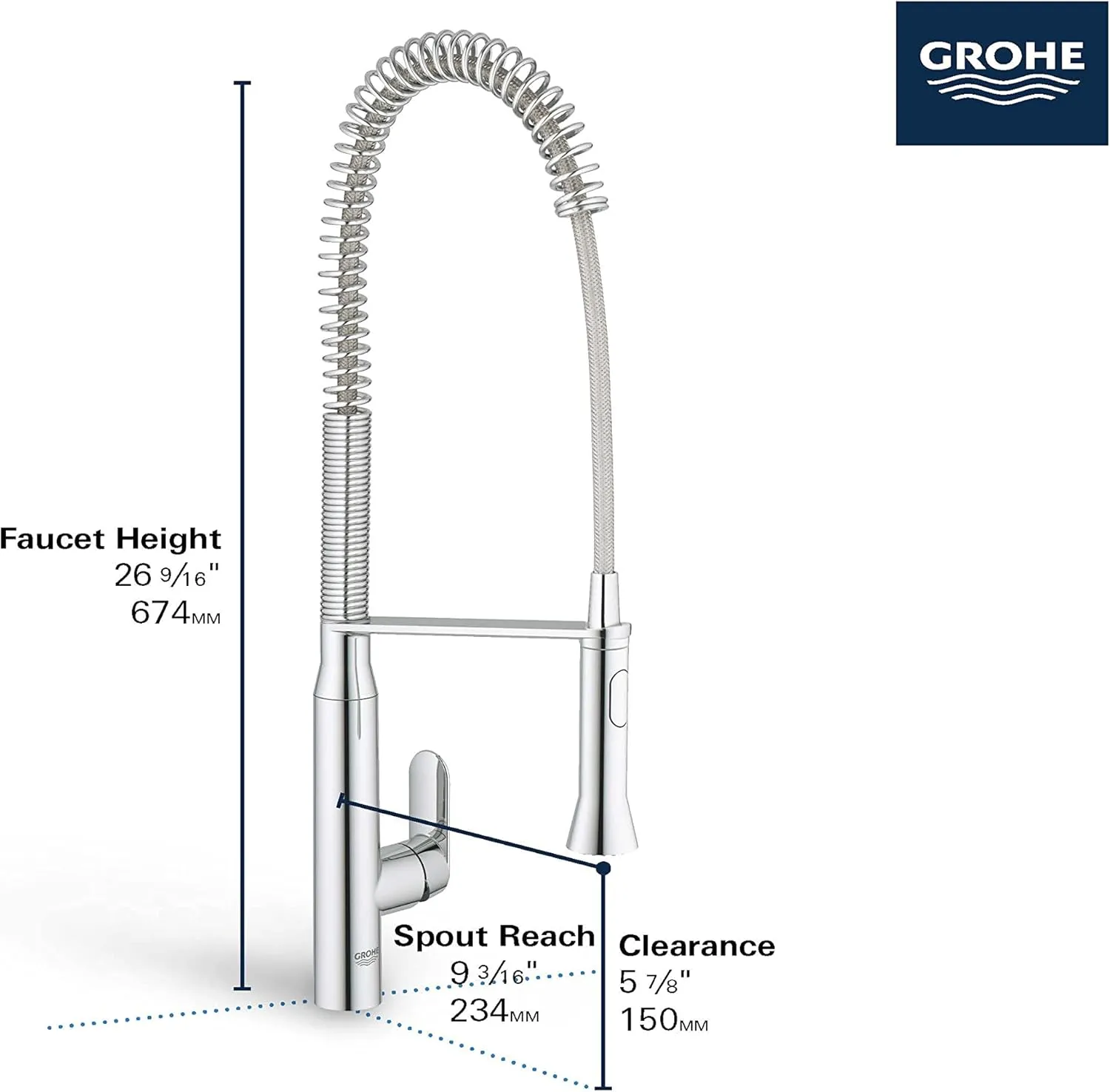 Grohe 32951000 K7 Semi-Pro Single-Handle Pull-Out Kitchen Faucet, Starlight Chrome