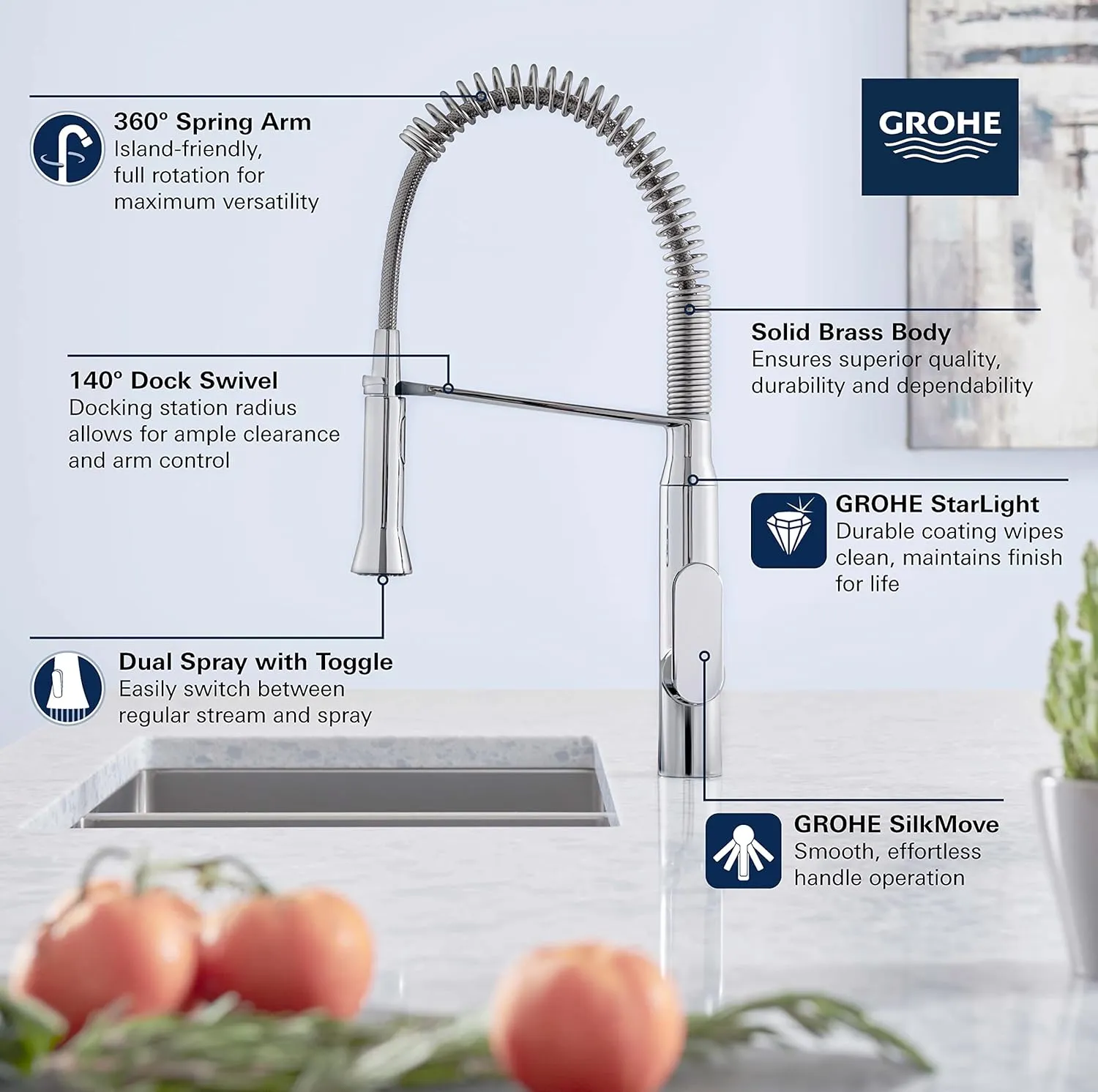 Grohe K7 Medium Semi-Pro Single-Handle Standard Kitchen Faucet