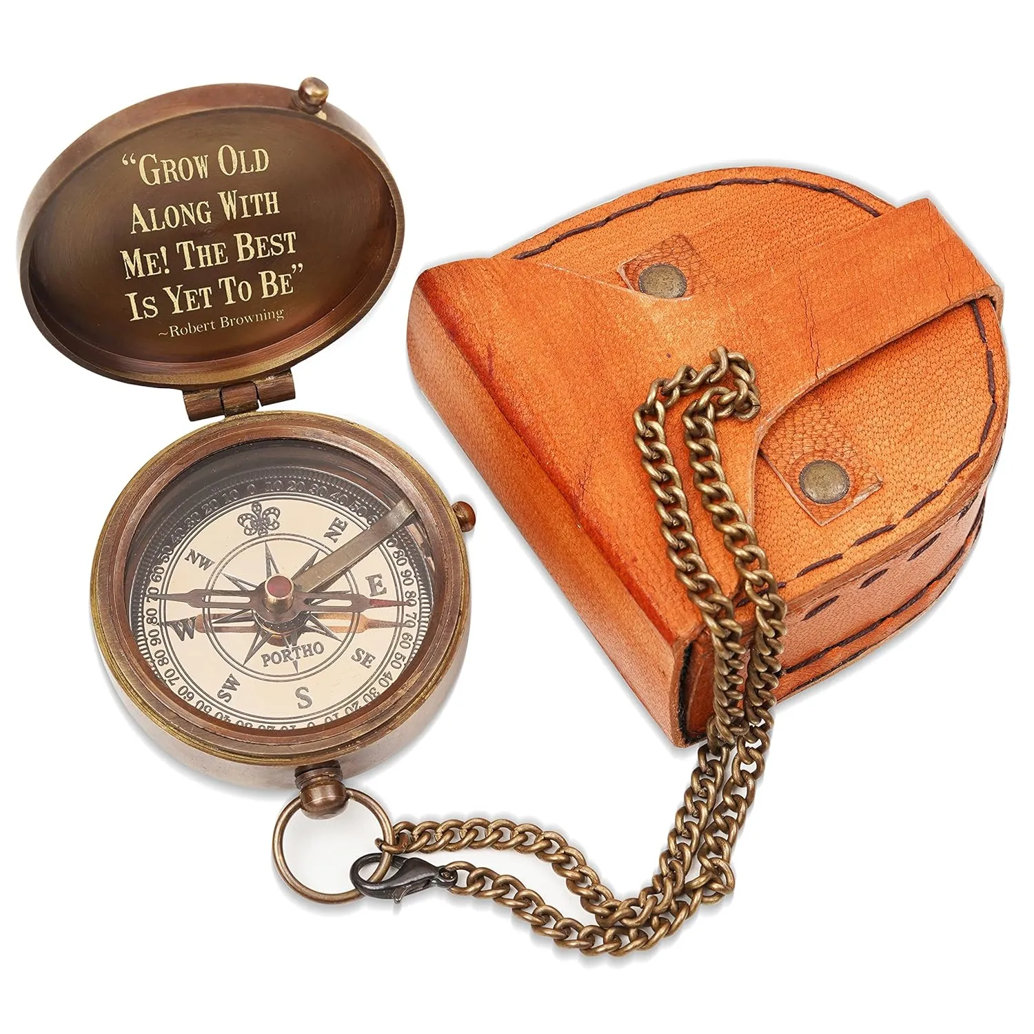 Grow Old Along with Me Engraved Anniversary Compass Gifts for Him or Her, Romantic Gift Ideas for Husband and Wife, Wedding Anniversary Decorations, Marriage Anniversary Gift for Men Women