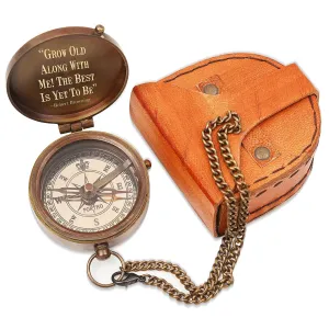 Grow Old Along with Me Engraved Anniversary Compass Gifts for Him or Her, Romantic Gift Ideas for Husband and Wife, Wedding Anniversary Decorations, Marriage Anniversary Gift for Men Women