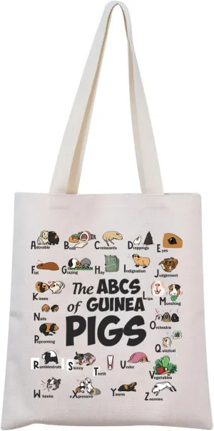 Guinea Pig Alphabet Tote Bag Guinea Pig Lover Gift Guinea Pig Mom Gift Guinea Pig Owner Gift