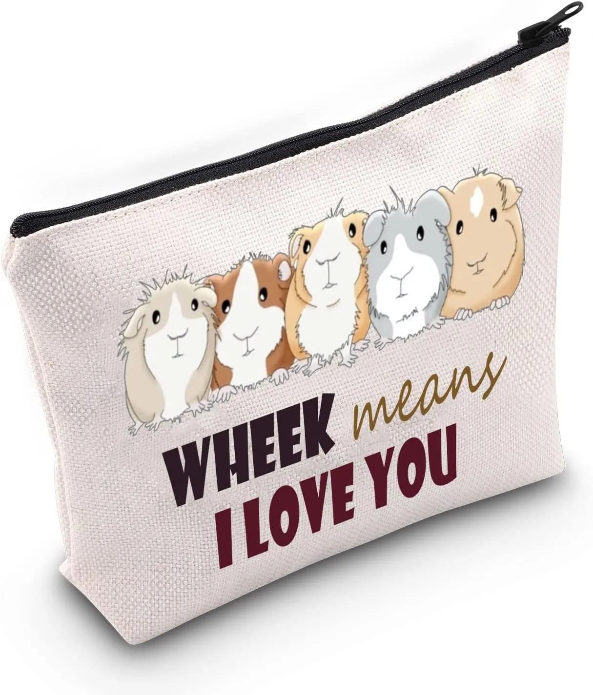 Guinea Pig Cosmetic Makeup Bag Guinea Pig Lover Gift Wheek Means I Love You Makeup Zipper Pouch for Guinea Pig Owner (Wheek)