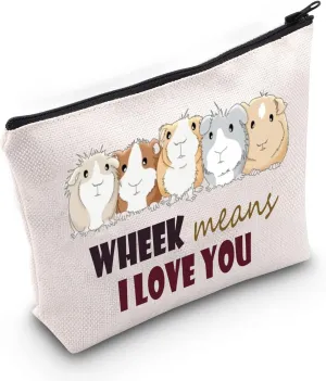 Guinea Pig Cosmetic Makeup Bag Guinea Pig Lover Gift Wheek Means I Love You Makeup Zipper Pouch for Guinea Pig Owner (Wheek)