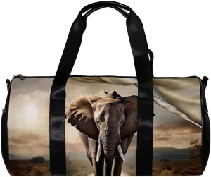 Gym Bags for Men,Travel Duffel Bags for Women,Asian Elephant Walk,Workout Bag, 17.7x9x9 in, L2et2ehzgurr, Ds2w1jxesdlh