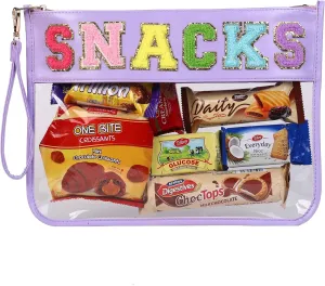 HAIBOLAN Monogram Clear Stadium Purse Bag Chenille Letter Travel Patch Pouch Snack Makeup Wristlet