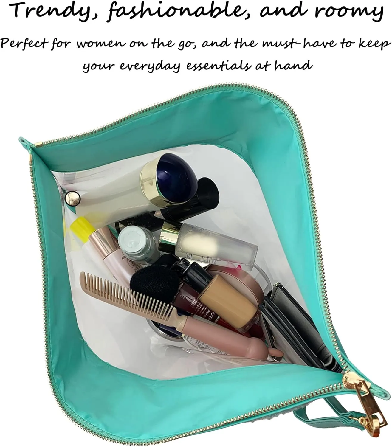 HAIBOLAN Monogram Clear Stadium Purse Bag Chenille Letter Travel Patch Pouch Snack Makeup Wristlet