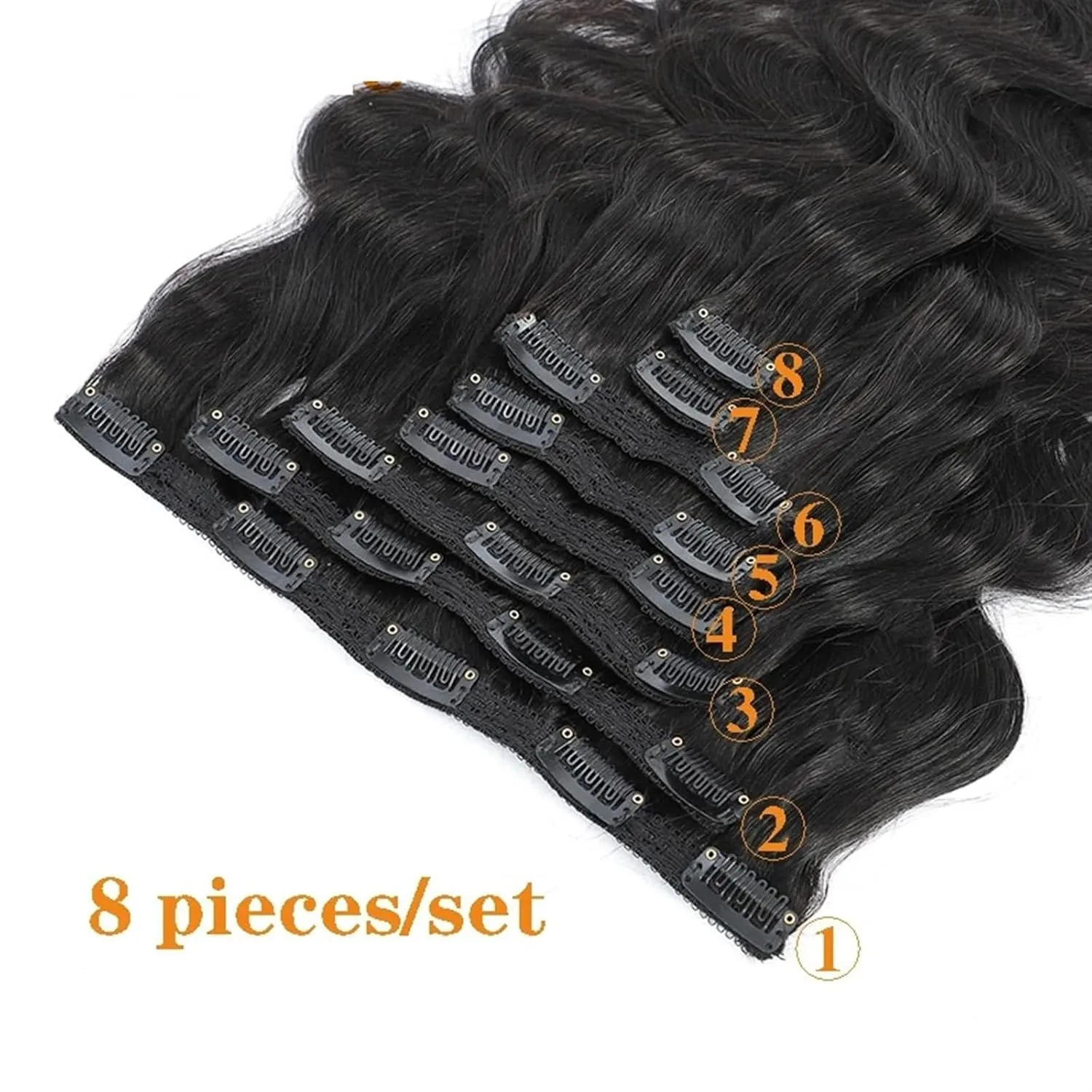 Hair Extensions 8-26 Inch Body Wave Brazilian Clip in Hair Extensions Human Hair 8Pcs Remy Hair Extensions Clip ins for Black Women with 18 Clips 120g Hair Pieces(8 Inch), 120g/Set