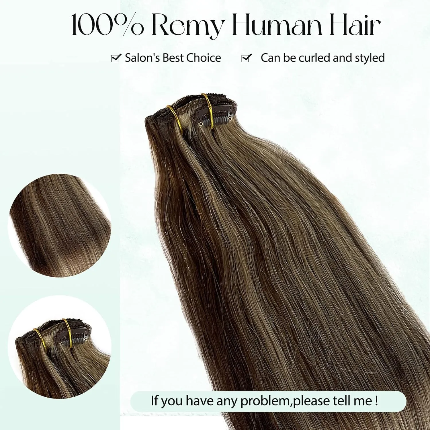 Hair Extensions Clip ins Medium Brown to Caramel Blonde Highlighted Human Hair Clip in Extensions 22Inch Balayage Remy Hair Extensions for Full Head 70g 7Pieces