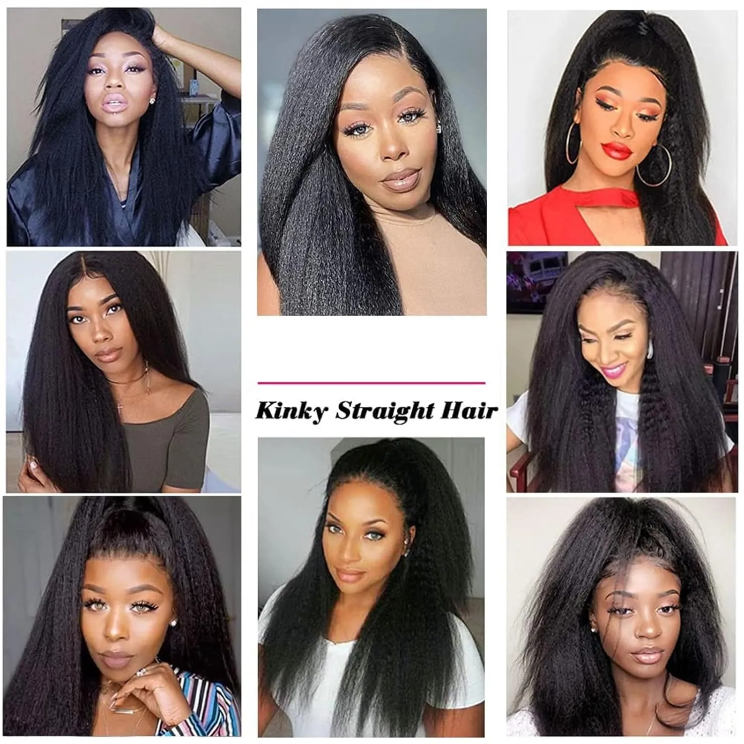 Hair Extensions Kinky Straight Clip In Hair Extensions Human Hair Clip In Extensions for Black Women #1B Natural Hair Black Kinky Yaki Straight Clip In Brazilian Virgin Human Hair 8Pcs Hair Pieces(14