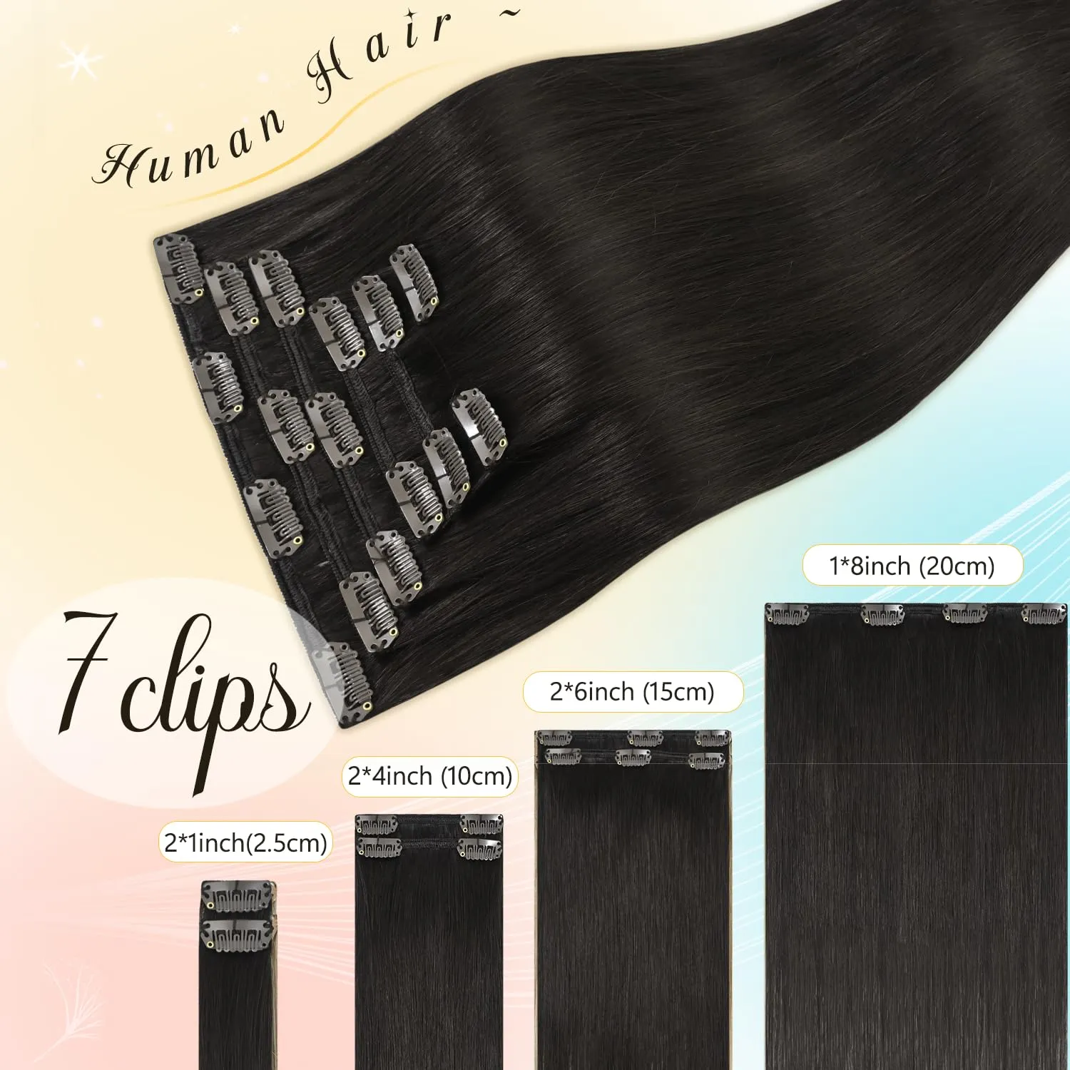 Hair Extensions Remy Clip in Hair Extensions Real Human Hair 20 inch 75g #2 Dark Brown 100% Human Hair Clip ins Natural Straight Hair Extension for Women