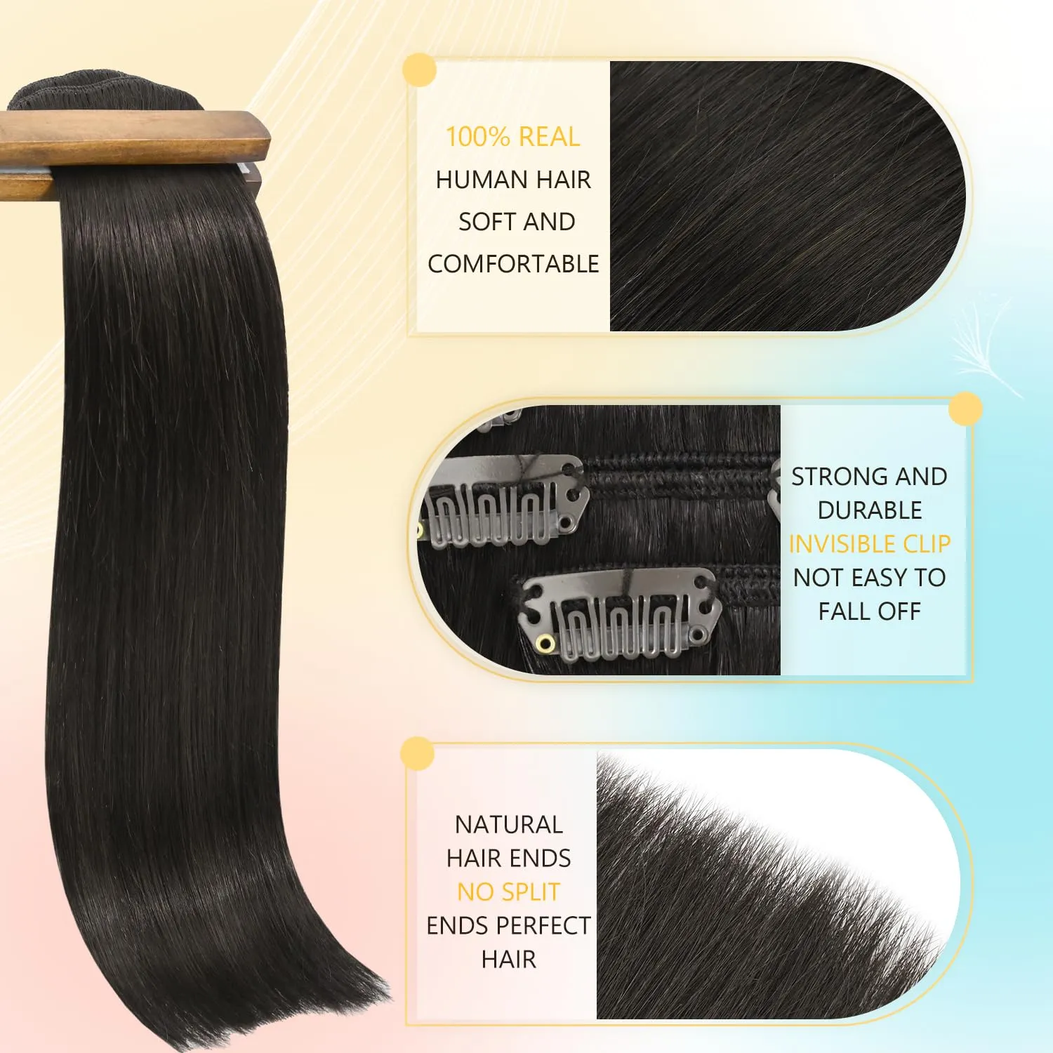 Hair Extensions Remy Clip in Hair Extensions Real Human Hair 20 inch 75g #2 Dark Brown 100% Human Hair Clip ins Natural Straight Hair Extension for Women