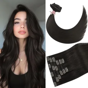 Hair Extensions Remy Clip in Hair Extensions Real Human Hair 20 inch 75g #2 Dark Brown 100% Human Hair Clip ins Natural Straight Hair Extension for Women