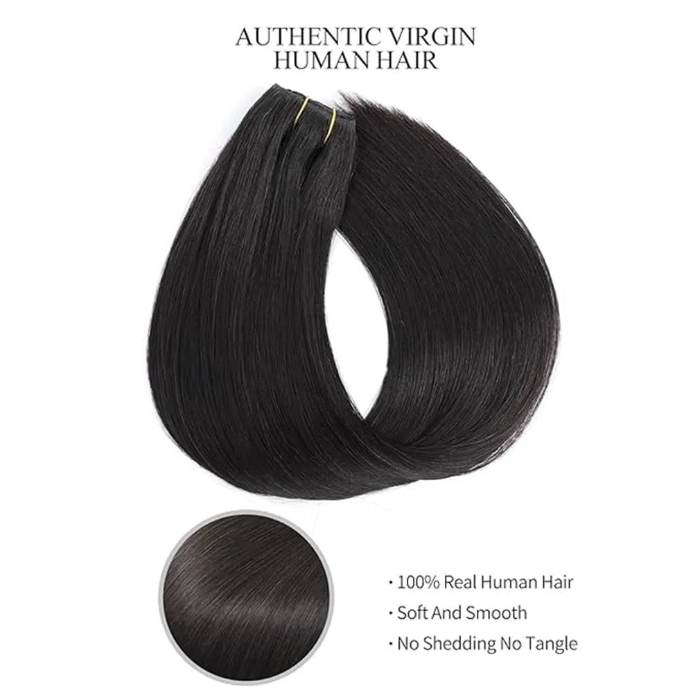 Hair Extensions Straight Clip in Hair Extensions for Women Brazilian Remy Hair Extensions 8Pcs 240g Double Weft Thick Silky Clip in Human Hair Extensions Hair Pieces(14 Inch)