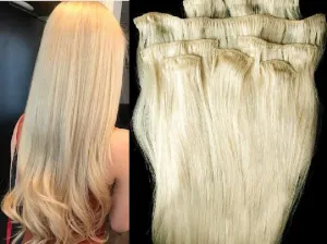 Hair Faux You 20" Clip in Hair Extensions Real Human Hair 90g Clip on for Full Head 7 pieces, 14 clips, Silky Straight Weft Remy Hair Color #24 Light Golden Blonde